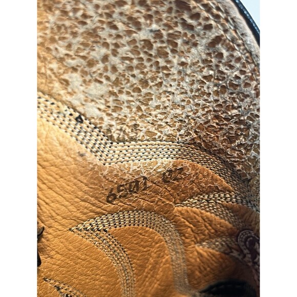 Nocona Cowboy Boots Size 8 E Black Leather Vintage - Picture 11 of 15